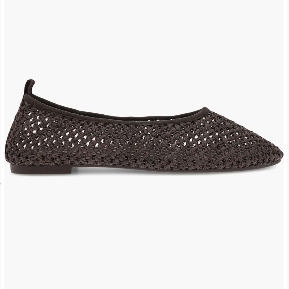 Woven Pointed Toe Ballet Flat - Brown